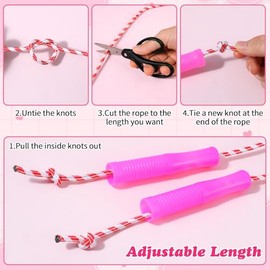 40 Pack Colorful Kids Jump Rope Set, 7.6ft Colorful Jump Rope for Kid Bulk Adjustable Length Stripe Skipping Ropes with Plastic Handles for Outdoor Ex