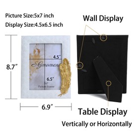 S GMOMENT 5x7 Picture Frames with Unique Gold Feather Morden Picture Frame Ornate Picture Frames Gallery Wall Art Home Decor Aesthetic,Tabletop and Wall Mounting