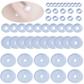 GDQQOYWQT 50 Stück Gemischte Größe Anti Wildfleisch Disc, 2.3/3/5/7/9mm Silikon Ohrring Rückseiten Clear, hypoallergen Keloid Disc für Stabilize Earrings optimalen Halt der Ohrläppchen