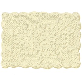 Beige 16x23 Inch Rectangle HANDMADE Cotton Crochet Lace Placemat Doilies