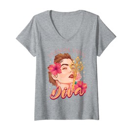 Womens Funny Dermatology Dermaplaning Diva Skincare Dermatologist V-Neck T-Shirt