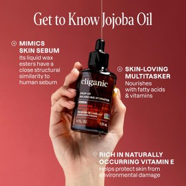 Cliganic- Aceite de jojoba sin OGM para la piel, el cabello y el rostro (2 oz) Aceite de hexano sin refinar, 100% puro y natural, prensado en frío