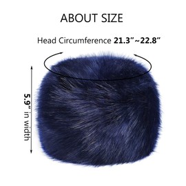 soul young Faux Fur Hat for Women,Ladies Winter Cossak Russian Style Cap(Navy)