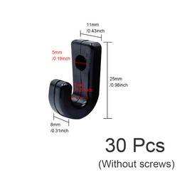 XINGSUI 30 Pcs J-hook,Shock Cord End Hook,Kayak J Hook Hook,Nylon J Hook,Durable Lashing Hook,for Boat Canoe Kayak Fishing Rigging Accessories(without screws)