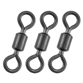Alwonder 40Pcs Fishing Rolling Barrel Swivels Terminal Swivels Tackle Swivel Snap Matt Black Connector Bulk Fishing Tackle Accessories 220lb 0.9in