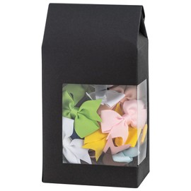 Hammont Gift Boxes (8 Pack) | Beautiful,Tall Paper Boxes with Window | Black, 6.75x3.5x2 | Gift Boxes for Parties, Holidays, Weddings, Birthdays etc. | Cupcakes, Cookies, Candies, and More