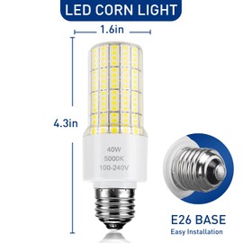 ZP 40W Led Light Bulb 300W Equivalent 5000 Lumen 5000K Daylight White A19 Bulbs, E26/E27 Base Corn Waterproof Lighting for Outdoor IndoorBackyard Flicker Free Pack of 2, Green, Brandcolorsize