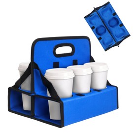 Drink Carrier with Handle, 6 Cup Portable Drink Carrier, Drink Carrier, Portable Drink Carrier, Reusable Drink Carrier for Hot and Cold Beverages Such as Coffee, Wine, Milk Tea, Etc, Blue
