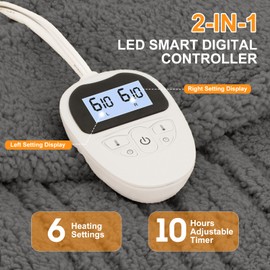 LUZARTA Queen Size Heated Blanket Single Control - 84"X90" Soft Double Sided Sherpa Electric Blanket with 6 Fast Heating Levels & 10 hrs Timer Settings, Washable & ETL Certified for Bed, Grey