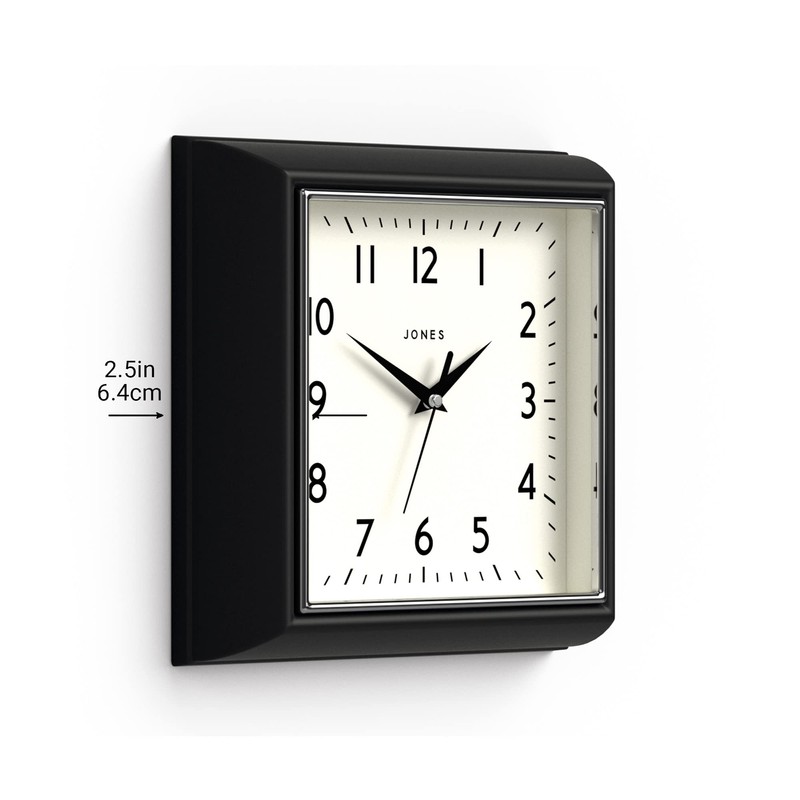 Jones Clocks® Mustard Square Retro Wall Clock Modern Colour Design