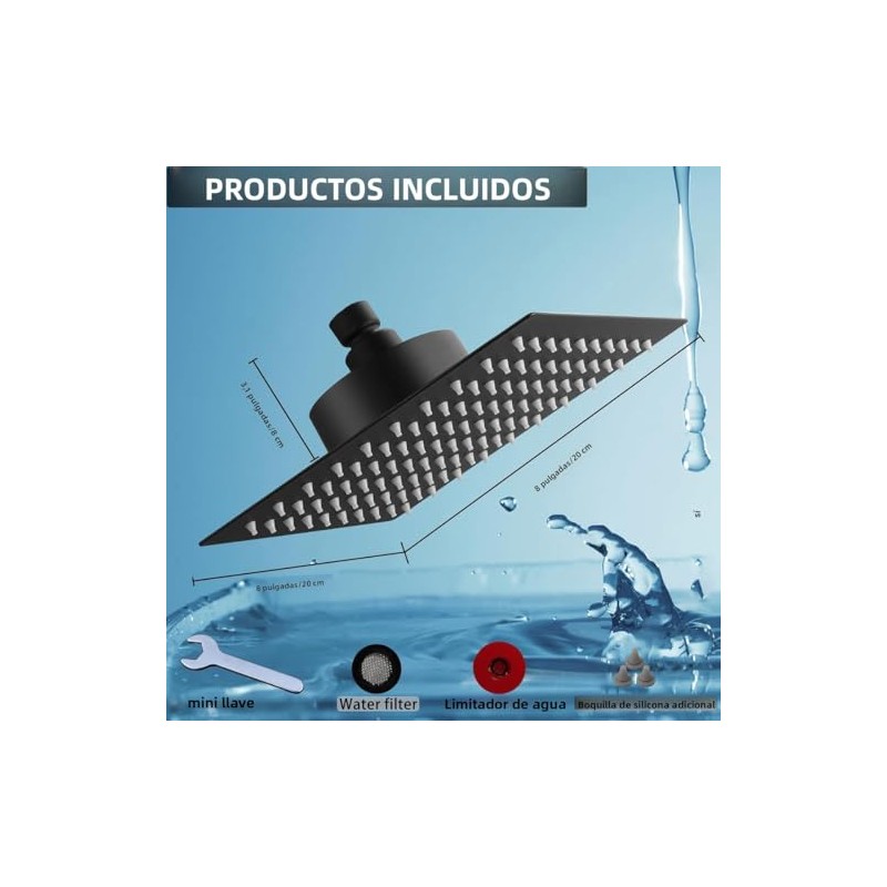 Cabezal de Ducha de Alta Presión 8' con 2pcs 25