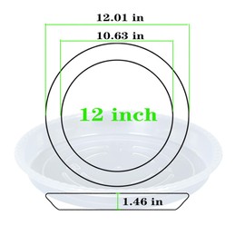 OVZILKI Plant Saucer 6 Pack of 12 inch, Clear Plastic Flower Plant Pot Saucer, Heavy Duty Plant Drip Trays Saucers for Indoor, Plant Water Tray for Planters