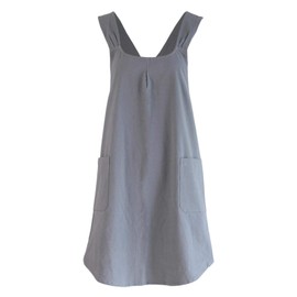 GSDGV Kitchen Apron, Kitchen Apron, Cross Back Japanese Style Cotton Cooking Apron, Washable Soft Cooking Apron with Pockets, for Women and Men, Home Kitchen (Grey), One Size, gray