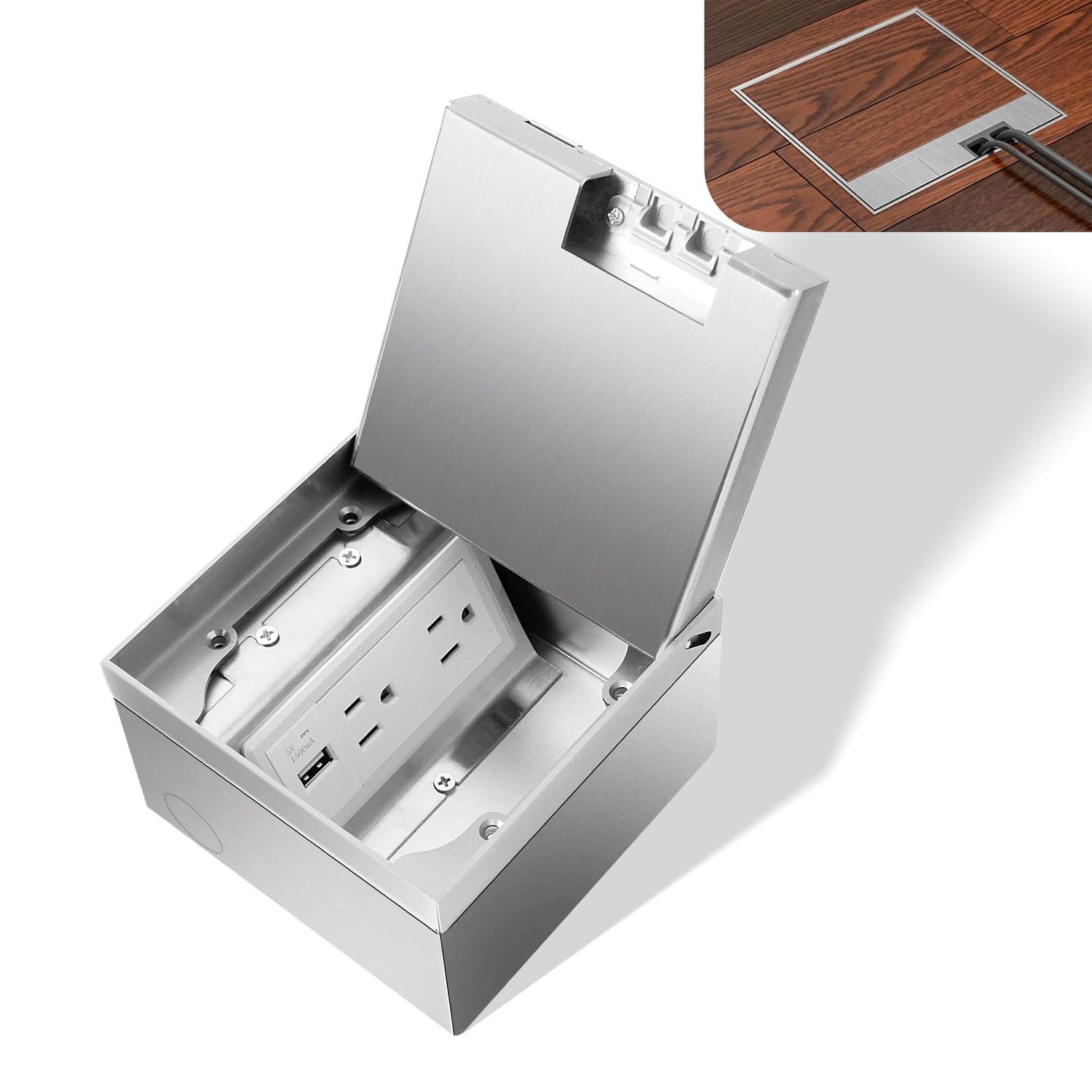 KYHSHJ Recessed Flat Hidden Socket Kit with Recessed Duplex 15A and One ...