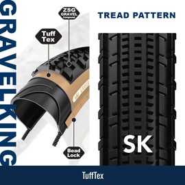 Panaracer Gravelking SK TLR Tubeless Ready Folding Gravel Bike Tyres | ZSG Gravel Compound Bicycle Tyres with Puncture Resistant Beadlock Technology | 120Tpi Tufftex Casing 700c Bike Tyre