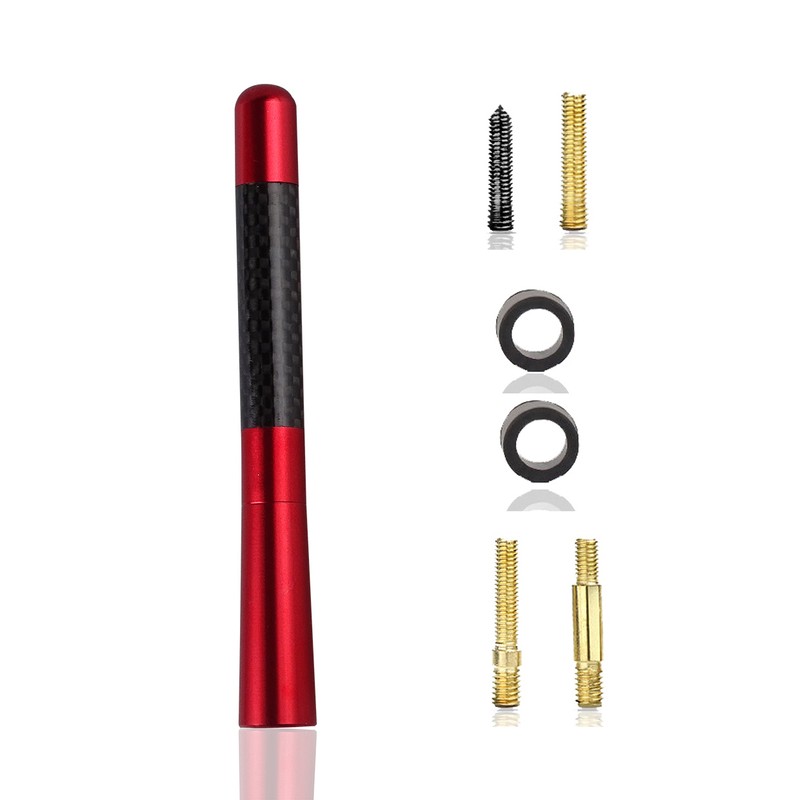 4.7" Short Motorcycle Antenna 2-Pack, Carbon-Fiber Style Stubby Radio Antenna,