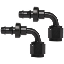 Podavelle 4AN 90 Degree Push Lock Hose Fitting End Adapter Aluminum Black 2PCS