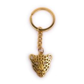 H-Customs Tiger Panther Head Keyring Pendant Golden Metal