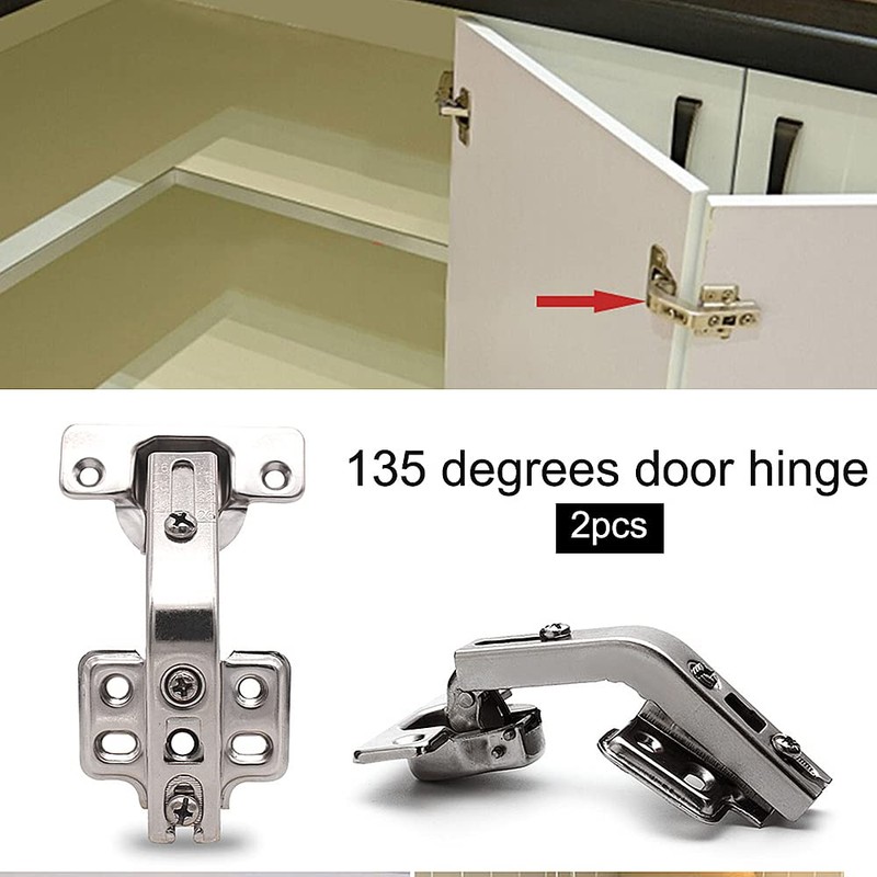 2 Pack 135 Degree Folden Door Hinges,Corner Kitchen Cabinet/Folden Door
