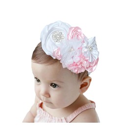 LDDCX Pink Baby Girls Flower Headband and Bow Big Headbands Fashion Hair Accessories for Newborns and Infants.(FD107) (Pink)