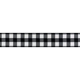 Country Brook Design - Black & White Buffalo Plaid Polyester Webbing (1 1/2 Inch, 5 Yards)