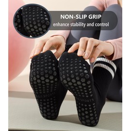 WANZHIHUI Pilates Socks with Grips for Women Crew Non Slip Yoga Socks for Workout, House and Hospital