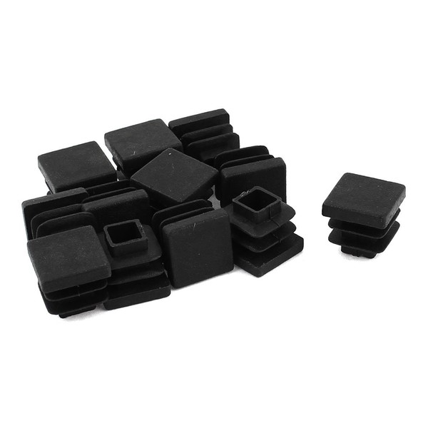 uxcell Pipe Cap Tube Insert End Cap Square Black Plastic