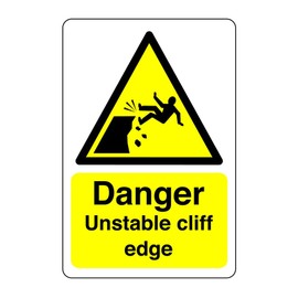 Safety First Display LTD Danger unstable cliff edge sign - 1.2mm Rigid plastic for indoor/outdoor usage (200mm x 150mm) Viewing Distance within 5m.