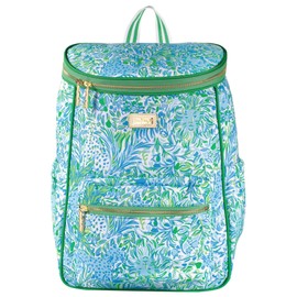 Lilly Pulitzer Insulted Backpack Cooler Large Capacity, Green Portable Soft Cooler Bag for Picnics, Beach, Pool, Hiking, Dandy Lions
