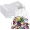 100 Premium Sheer Organza Bags, White Wedding Favor Bags with