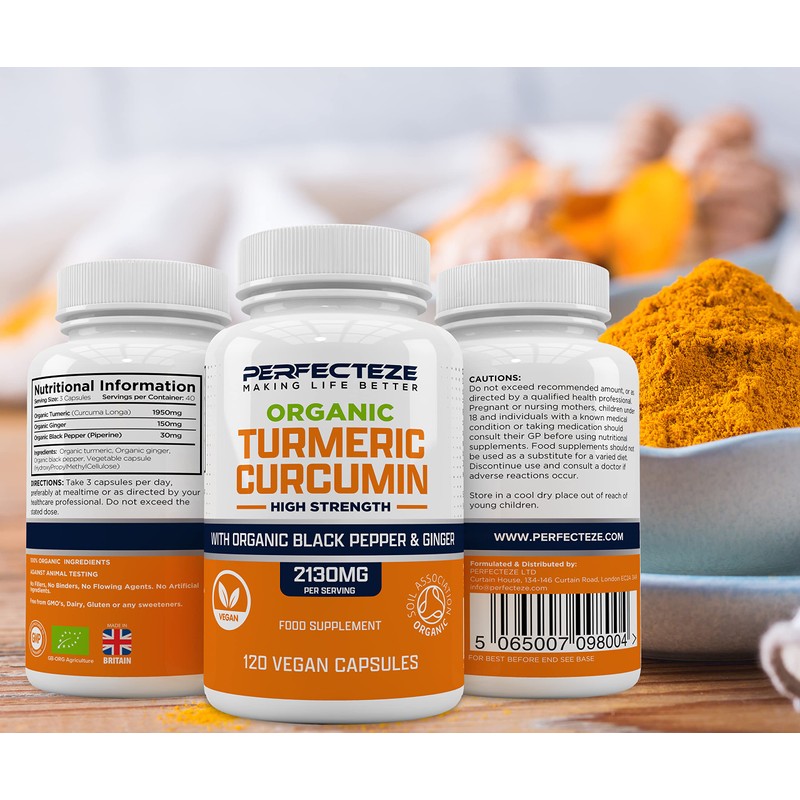 Organic Turmeric Curcumin High Strength and Black Pepper with Ginger