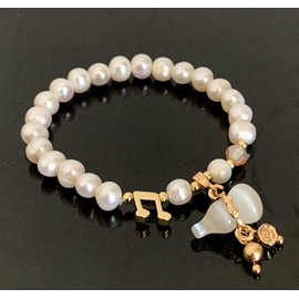 Feng Shui Handmade White Pearl with Chinese Wu Lou/Hu Lou Bracelet for Health and Protection
