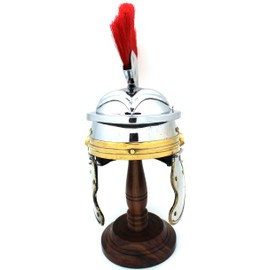 Medieval Warrior Brand 18 Gauge Steel Mini Display Helmet w/Helmet Stand (Roman Centurion)