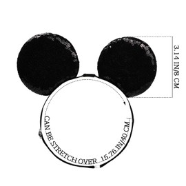 JIAHANG Baby Girls Adjustable Mouse Ears Headband, Black Sequin Ears With Elastic Hairband, Fashion Headwear for Infant Toddlers, Kids
