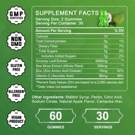 GORNVB (2 Pack) Soursop Graviola Gummies - 2200mg Extra Strength Soursop Leaves Extract w/Sea Moss Extract 200mg, Zinc & Vitamin C - Supports Immunity, Liver & Digestive, Gluten Free, Vegan, 120 Gummies