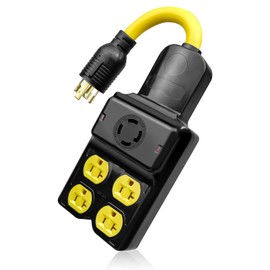 AUGREX Generator Adapter Extension Cord L14-30P to 4X 5-20R/5-15R & L14-30R, 4 Prong 30 Amp to 110V, Twist Locking to 15 Amp/20 Amp Household Outlet, 125/250V 7500 Watts