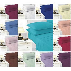 Voice7 Extra Deep Fitted Bed Sheets 16 inches (40cm) Box Depth Non-Iron Percale Quality For Thick Mattress, Polycotton Bottom Sheet (Duck Egg, UK Double 137 x 190 + 40 cm Deep)