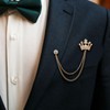 PATIKIL Crown Hanging Chain Brooch Pins, Rhinestone Suit Pins Fashion