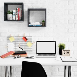 Kaboon Cube Floating Shelves Set2, Display Shelves Wall Mount 7.75" D x 12.5" W x 12.5" H(Cloud Atlas, Square 2 Cubes)