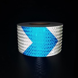 Arrow Blue White 3INX10FT Reflective Safety Tape Self-Adhesive Conspicuity Tape for Trailers Trucks Cars