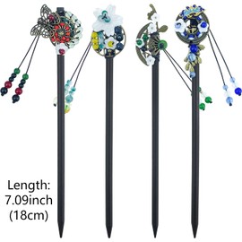 4 Pcs Japanese Chinese Hair Stick Retro Wooden Hairpin Butterfly Flower Hair Chopsticks Vintage Hanfu Pins Headdress Classic Hair Fork for Long Hair Women