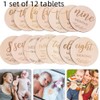 1 Set (12 Pieces) Baby Monthly Milestone Cards, Wooden Baby