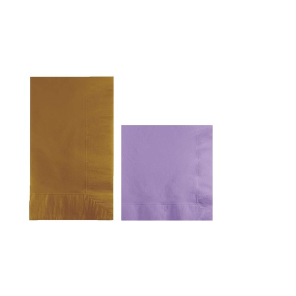 Converting Paper Bulk Party Napkin Bundle, 100 Gold Dinner and