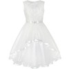 Sunny Fashion KZ65 Flower Girls Dress Off White Belted Wedding