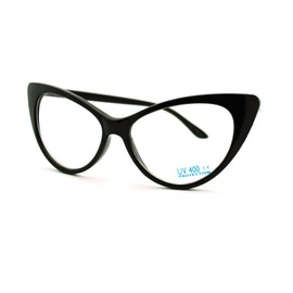 SA106 Mod Womens Retro 20s Cat Eye Clear Lens Eye Glasses Black