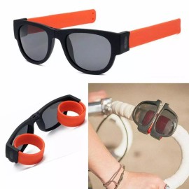 trendy style orange slap on bracelet sunglasses foldable lens fashion pack of 3