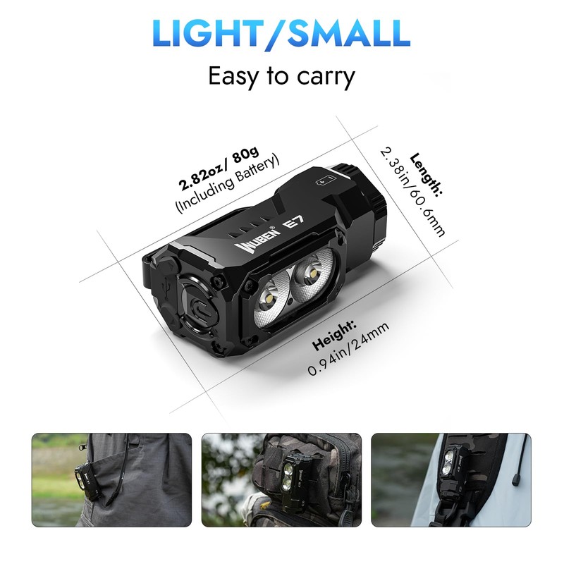 WUBEN E7 1800 Lumen Rechargeable Mini Flashlight with Magnet -