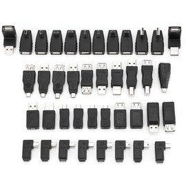 USB2.0 Adapters, Different Angled Pack of 40 Mini Micro Type B Male Female Converter Connector