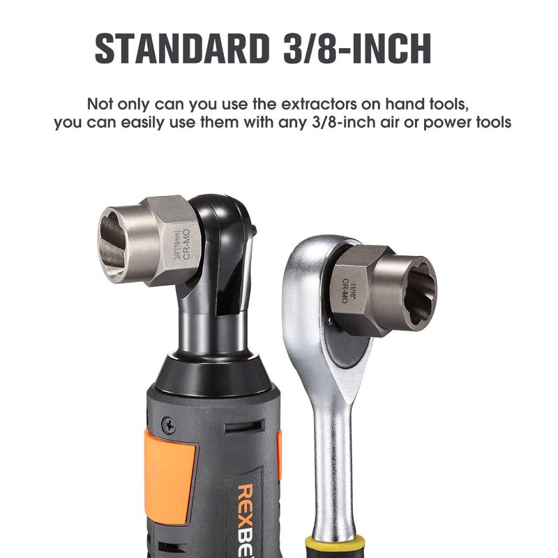 REXBETI Impact Bolt & Nut Remover Set, 13+1 Pieces Bolt