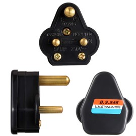5 Amp Round Pin Plugs Mains Plug 3 Pin Lighting Plugs for Stage Lighting Lamp (5, Black)